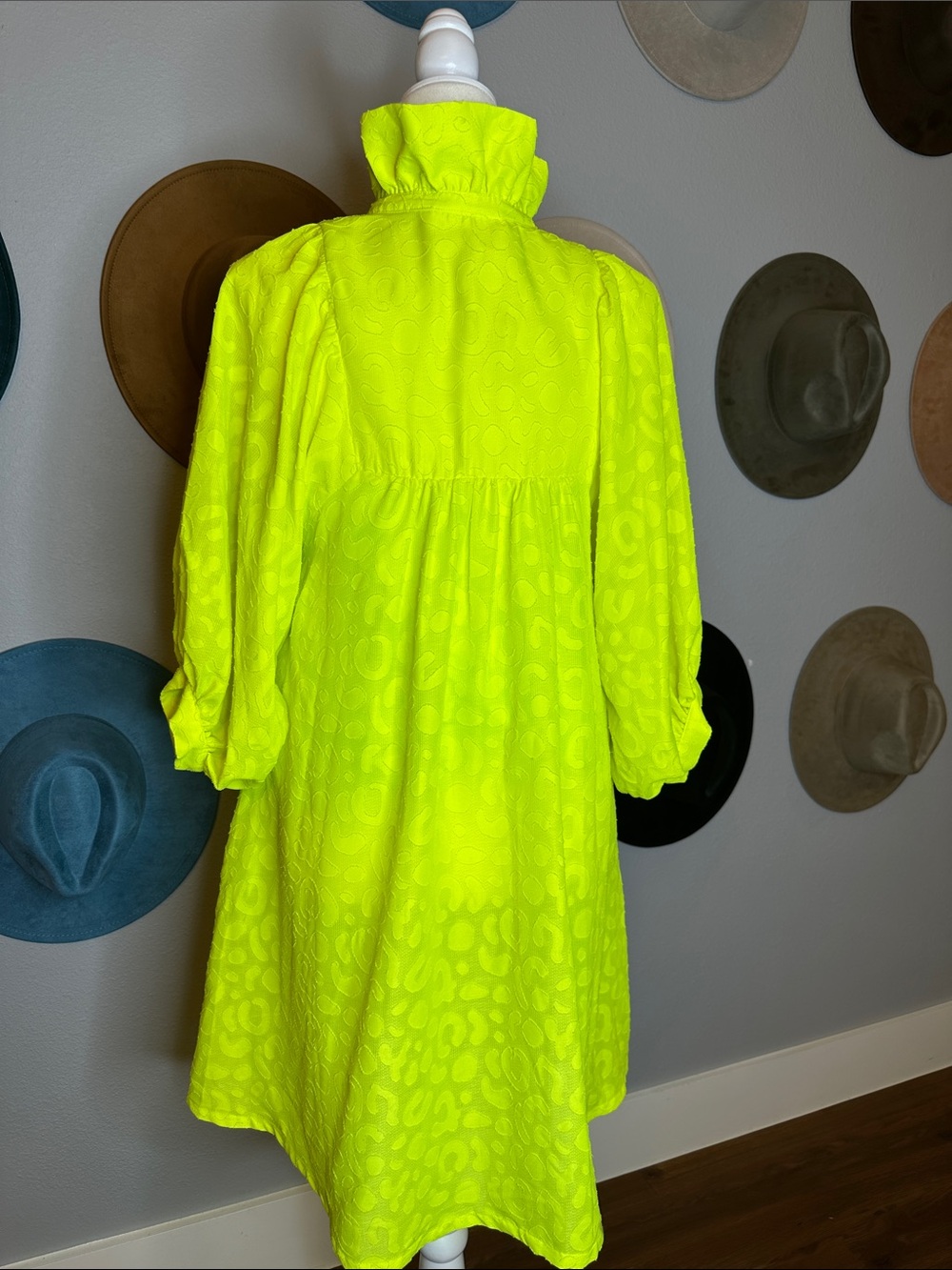 Emily McCarthy Neon Yellow Puff Sleeve Babydoll Dress - Picture 6 of 7